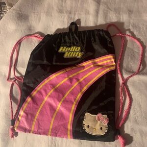 NEW Hello Kitty Black and Pink Drawstring Backpack